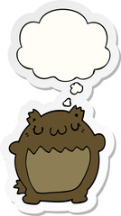 cartoon bear with thought bubble as a printed sticker