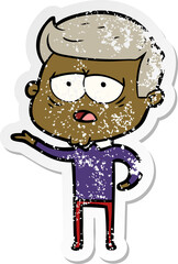 distressed sticker of a cartoon tired man