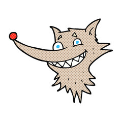 freehand drawn cartoon grinning wolf face