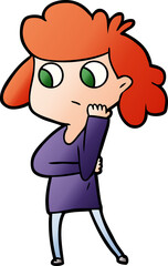 cartoon unsure woman