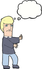 cartoon grumpy man with thought bubble