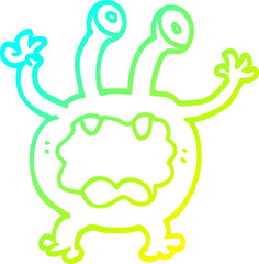 cold gradient line drawing of a cartoon monster