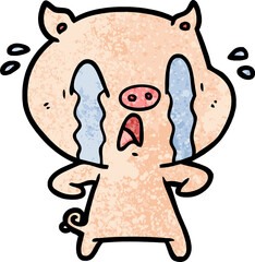 crying pig cartoon