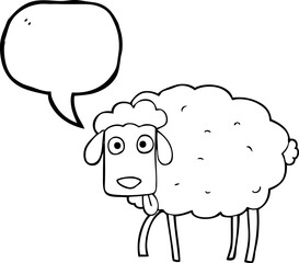 freehand drawn speech bubble cartoon sheep