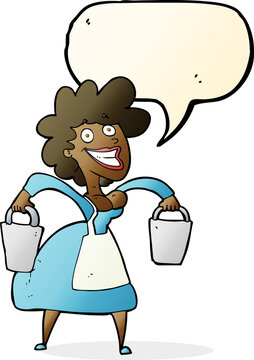 recommend clip art: cartoon milkmaid carrying buckets with speech bubble