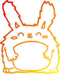 warm gradient line drawing of a cartoon furry rabbit