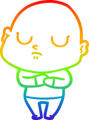 rainbow gradient line drawing of a cartoon bald man
