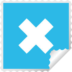 square peeling sticker cartoon of a multiplication symbol