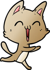 happy cartoon cat meowing