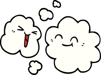 cartoon doodle white happy clouds