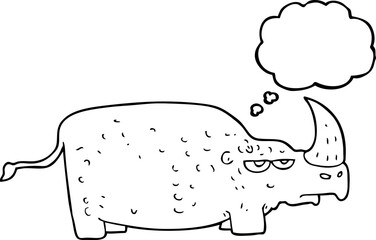 freehand drawn thought bubble cartoon rhino