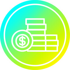 stacked money circular icon with cool gradient finish