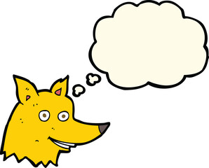 cartoon fox head with thought bubble