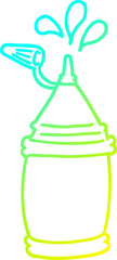 cold gradient line drawing of a cartoon ketchup bottle