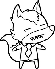 cartoon office wolf showing teeth