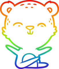 rainbow gradient line drawing of a happy cartoon bear