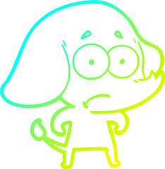 cold gradient line drawing of a cartoon unsure elephant