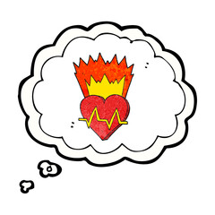 freehand drawn thought bubble textured cartoon heart rate