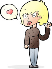 cartoon woman in love