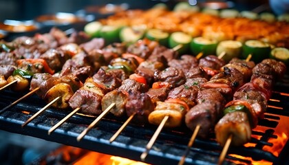 BBQ kebab on the grill