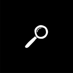 Magnify glass icon. Search symbol. Hand drawn zoom sign  isolated on black 