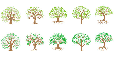A collection of tree illustrations. It can be used to illustrate any topic of nature or a healthy lifestyle. Vector Illustration. Vector Graphic. EPS 10