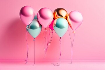 Balloons on Pink Background with Copy Space