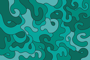 Seamless pattern with abstract wavy shapes in green colors.