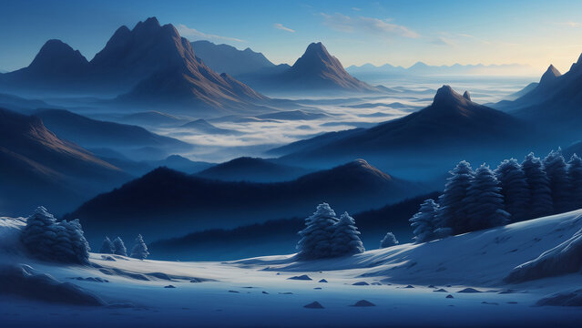 sunrise in the mountains , generative AI illustrations