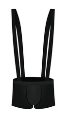 Men black underwear with suspenders. front  side. vector illustration
