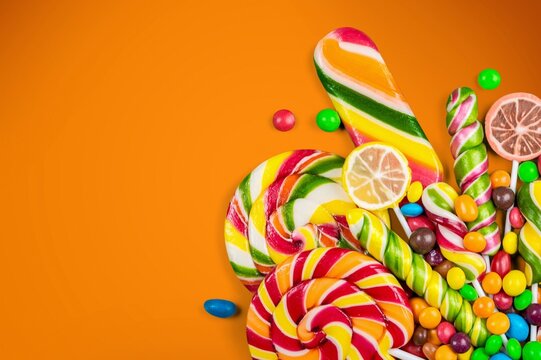 Colorful tasty sweet Candy on desk