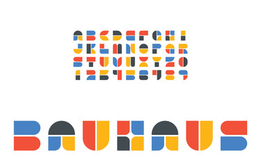 Bauhaus alphabet stylized vector, geometric typeface flat design - 608361955