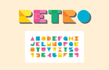 Retro typeface alphabet typeface and number letter a-z in capital
