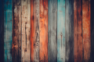 Grunge wooden background. Old vertical timbers. Generative AI