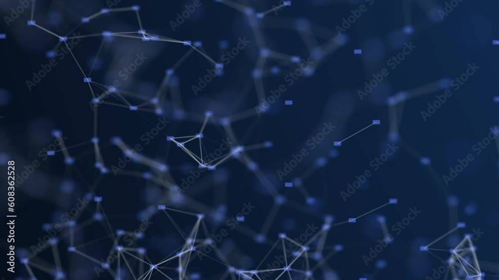 Fototapete Network connection data monitor structure. Digital background with dots and lines. Big data visualization. 3D Animation seamless technology loop
