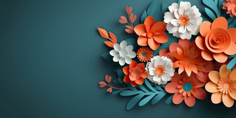 AI Generated. AI Generative. 3d render flower pattern poster decoration card. Graphic Art