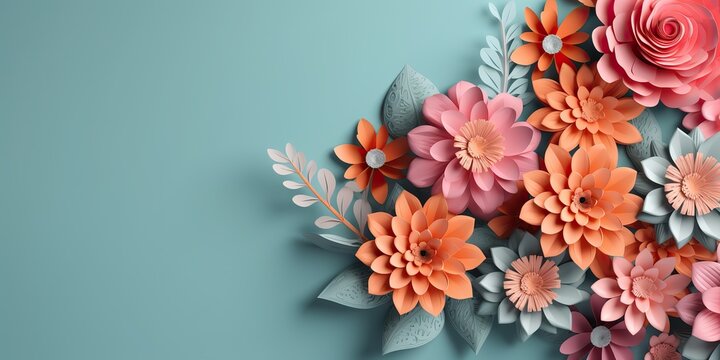 AI Generated. AI Generative. 3d render flower pattern poster decoration card. Graphic Art