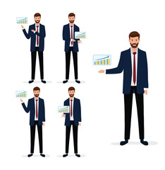 set of office workers conducting presentations in various styles. People character vector design