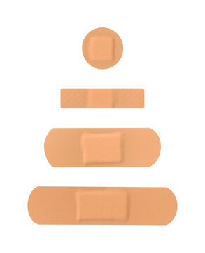 collection of band-aid strips on transparent background, different shapes, isolated, extracted, png file