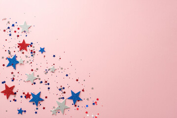 Celebrate in style with this top-down view of Independence Day decorations: sparkling stars and...