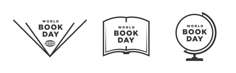 World Book Day logo template design. Set world book day concept design vector illustration fit for poster, cards, mugs and social media