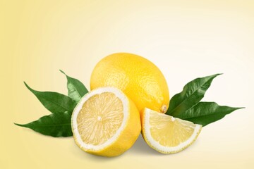 Yellow fresh lemon fruit on background