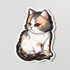 Adorable Cat Cut Sticker on a Vibrant Background, Generative AI