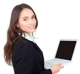 Businesswoman with Laptop - Isolated