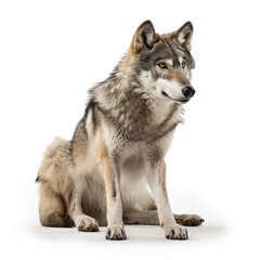 Obraz premium ai generated Illustration full length of wolf against white background