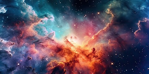 Obraz na płótnie Canvas AI Generated. AI Generative. Photo illustration of open outer space galaxy stars. Future adventures. Graphic Art