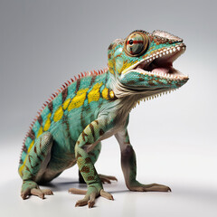 Obraz premium ai generated Illustration close up of chamelon isolated on white background