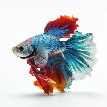 ai generated Illustration close up of  a siamese fighting fish , betta isolated on white background