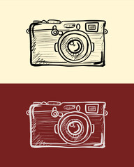 vintage camera hand drawn illustration