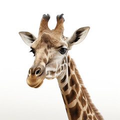 ai generated Illustration close up of  a Funny Giraffe on a white background